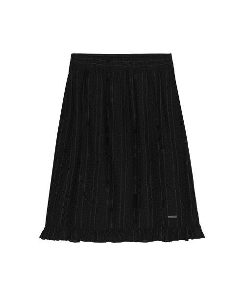 PIN STRIPE FLARE SKIRT_BLACK