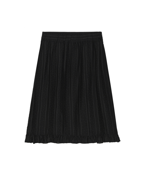 PIN STRIPE FLARE SKIRT_BLACK