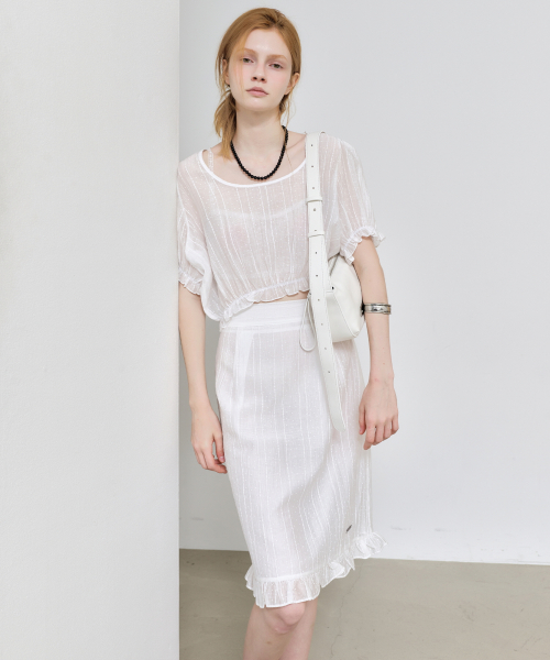 PIN STRIPE PUFF BLOUSE_IVORY