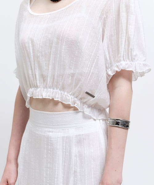 PIN STRIPE PUFF BLOUSE_IVORY