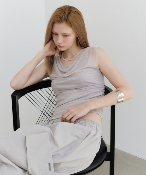 LAYERED SHEER DRAPE TOP_GRAY