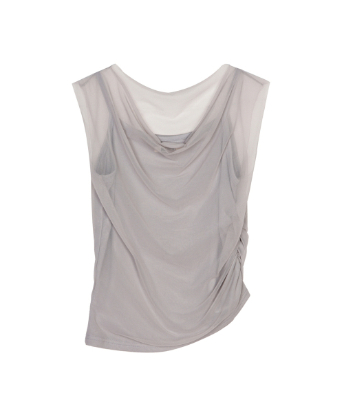 LAYERED SHEER DRAPE TOP_GRAY