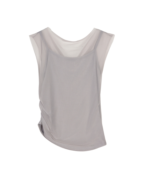 LAYERED SHEER DRAPE TOP_GRAY