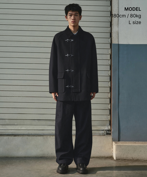 울 블렌드 파이어맨 하프 코트