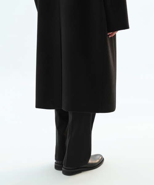 울 블렌드 오버사이즈 퍼넬 넥 코트