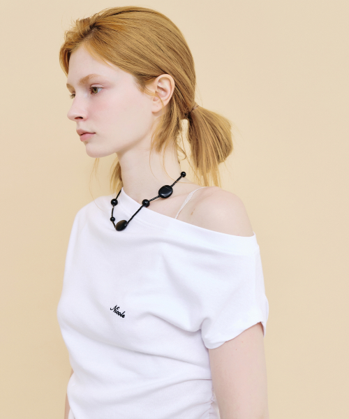 OFF SHOULDER BOAT NECK TOP_IVORY