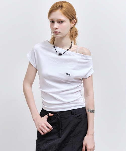 OFF SHOULDER BOAT NECK TOP_IVORY