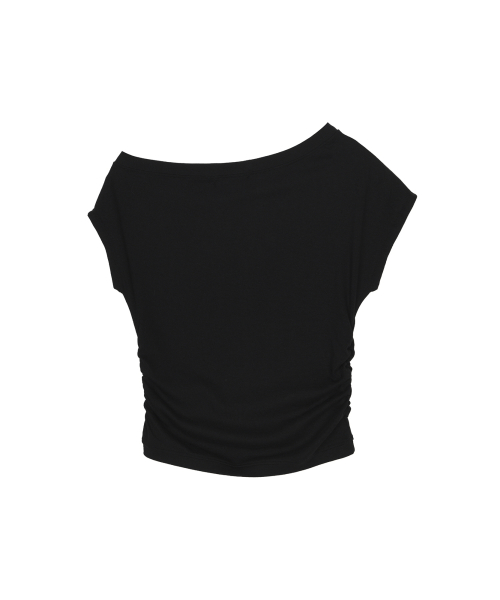 OFF SHOULDER BOAT NECK TOP_BLACK