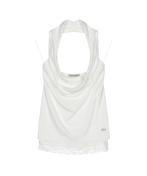 LAYERD DRAPE HALTER TOP_IVORY