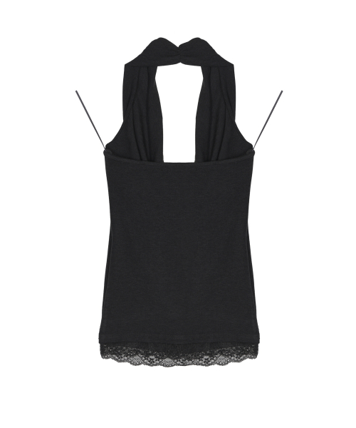 LAYERD DRAPE HALTER TOP_BLACK
