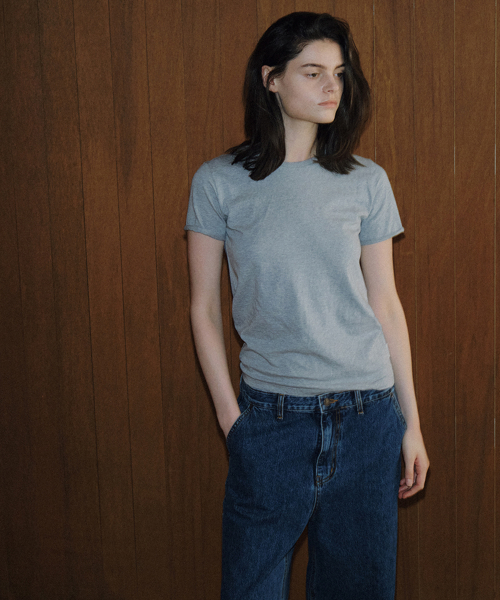 Cutting Round Tee_Melange Gray
