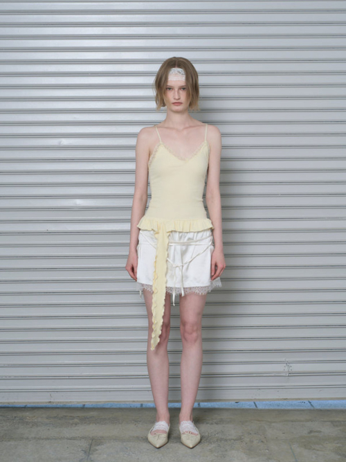 STRAP POINT SATIN PANTS (CREAM COLOR)