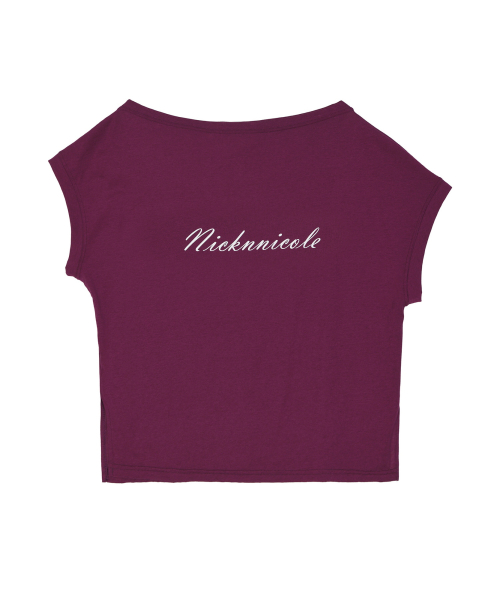 LETTERING OFF SHOULDER TOP_PLUM