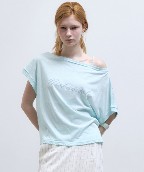 LETTERING OFF SHOULDER TOP_MINT