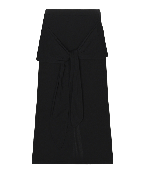 WRAP TIE LONG SKIRT_BLACKㅍ