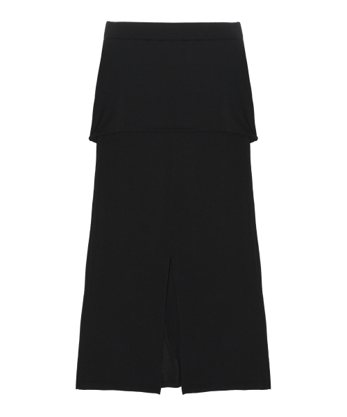 WRAP TIE LONG SKIRT_BLACKㅍ
