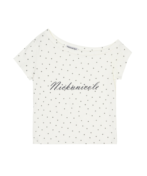 STAR LETTERING OFF SHOULDER TOP_CREAM