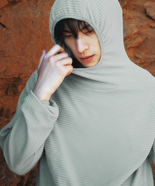 Waffle Hood Balaclava Long-Sleeve Tee_SPFWG4TC10