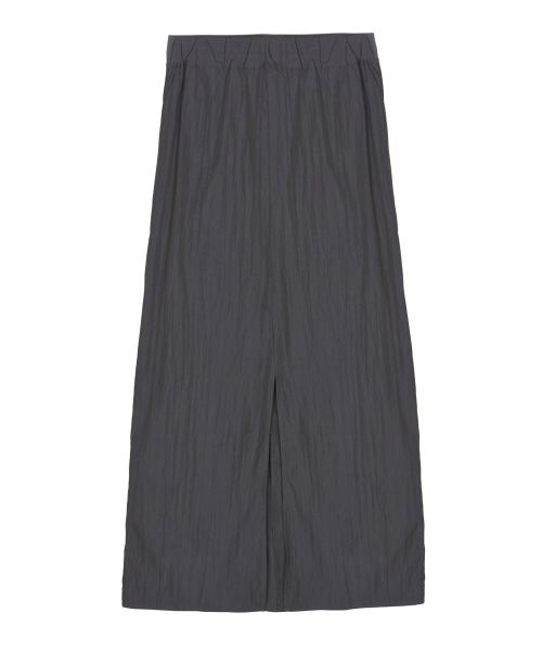 SHIRRING PANEL LONG SKIRT_CHARCOAL