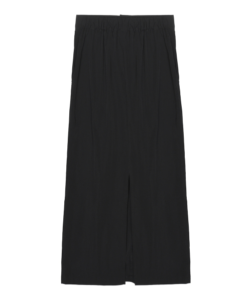 SHIRRING PANEL LONG SKIRT_BLACK