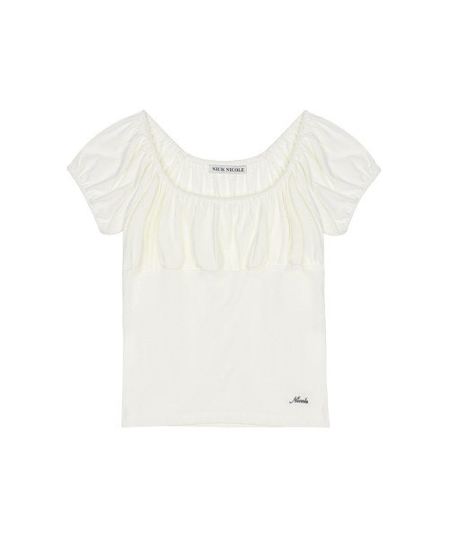 OFF SHOULDER RUFFLE TOP_IVORY