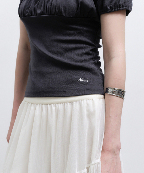 OFF SHOULDER RUFFLE TOP_NAVY