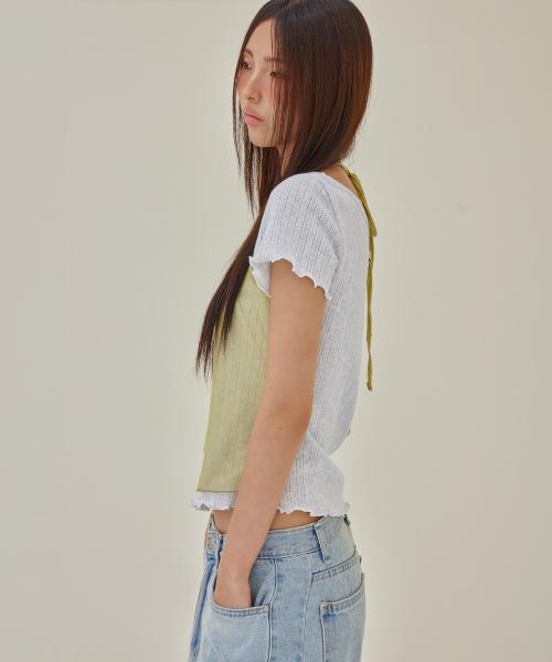 Mesh Halter Layered T-Shirt, W.MELANGE