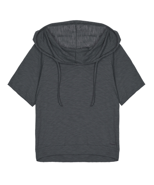 HOOD DRAPE STRING TOP_CHARCOAL