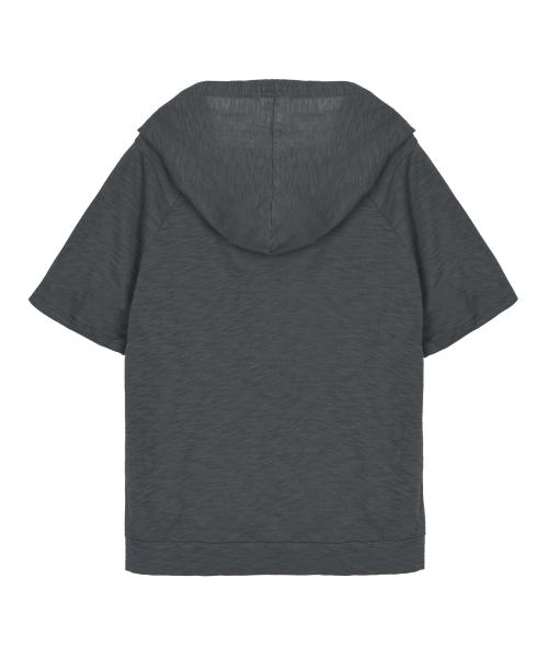 HOOD DRAPE STRING TOP_CHARCOAL
