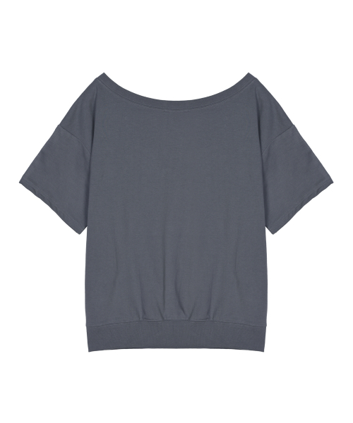 OFF SHOULDER LETTERING SWEAT TOP_CHARCOAL