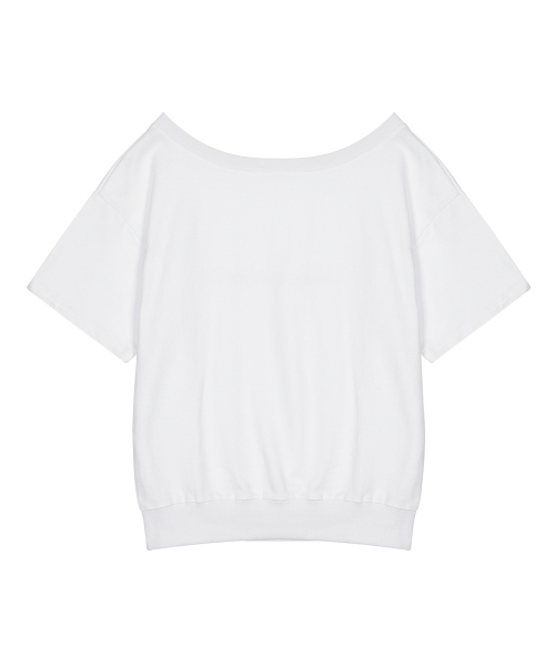 OFF SHOULDER LETTERING SWEAT TOP_WHITE