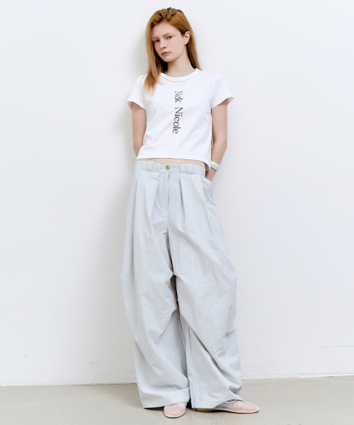 VOLUME TUCK WIDE PANTS_SKY BLUE