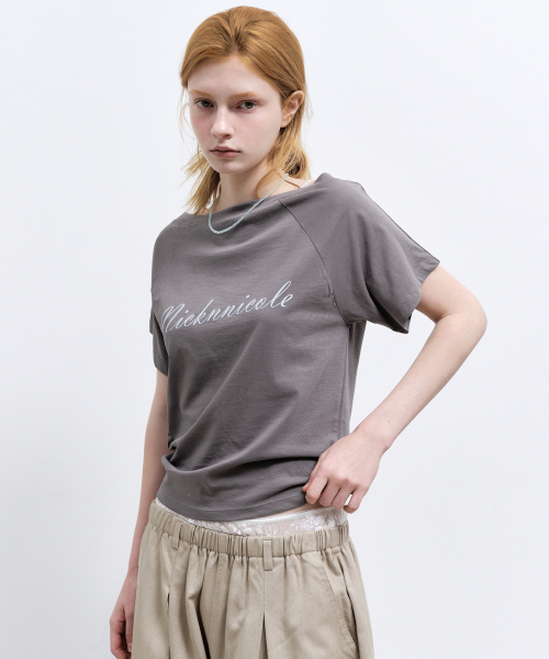 RAGLAN LETTERING TOP_CHARCOAL