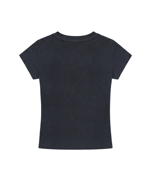 Luv Chain Glitter Tee_Charcoal