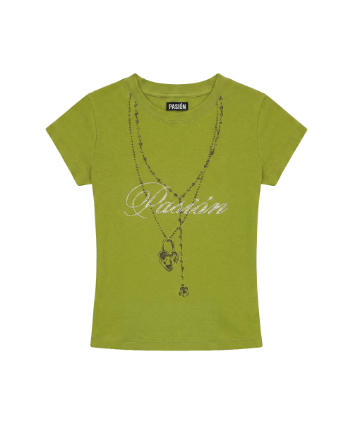 Luv Chain Glitter Tee_Olive
