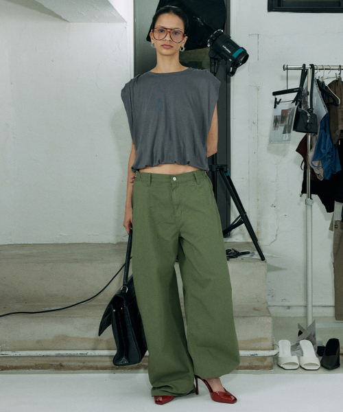 Adjust Tab Tuck Pants (3COLOR)
