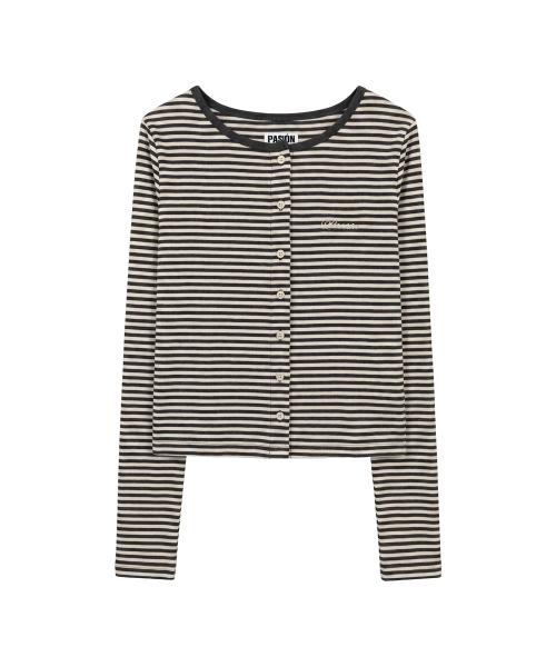Sugar Stripe Cardigan_Gray-Ivory