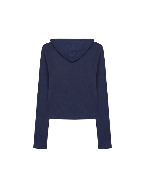 Slim Crystal Glam Hoodie Zip-Up_Navy