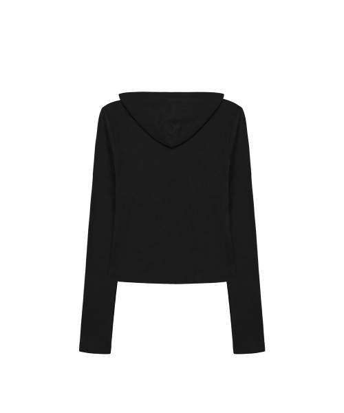 Slim Crystal Glam Hoodie Zip-Up_Black