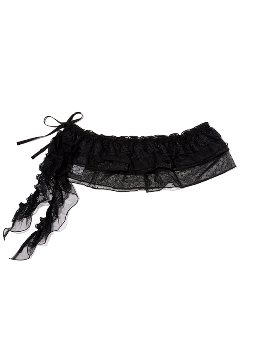RIBBON LAYERED RACE [BLACK]