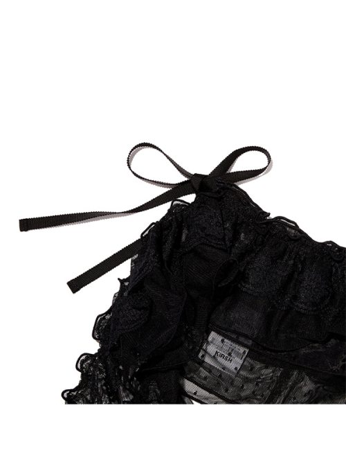 RIBBON LAYERED RACE [BLACK]