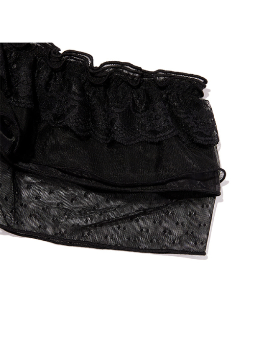 RIBBON LAYERED RACE [BLACK]