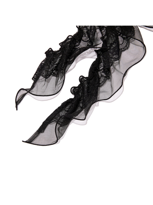 RIBBON LAYERED RACE [BLACK]
