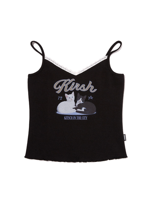 GRAPHIC SLIM FIT SLEEVELESS TOP [BLACK]