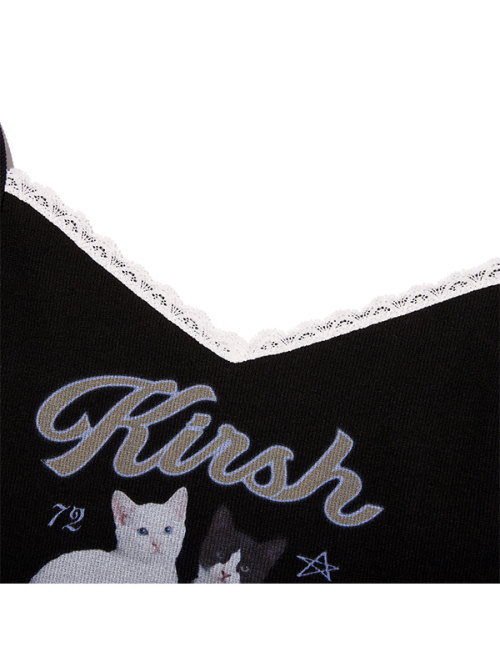 GRAPHIC SLIM FIT SLEEVELESS TOP [BLACK]