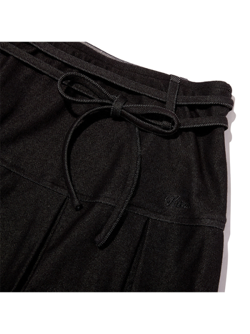 RIBBON POINT PLEATS SKIRT PANTS [BLACK]