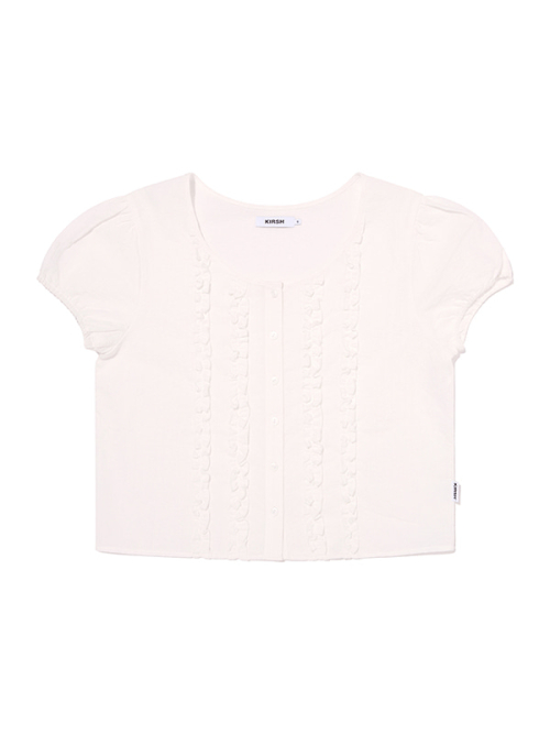 RUFFLE POINT PUFF SLEEVE BLOUSE [WHITE]