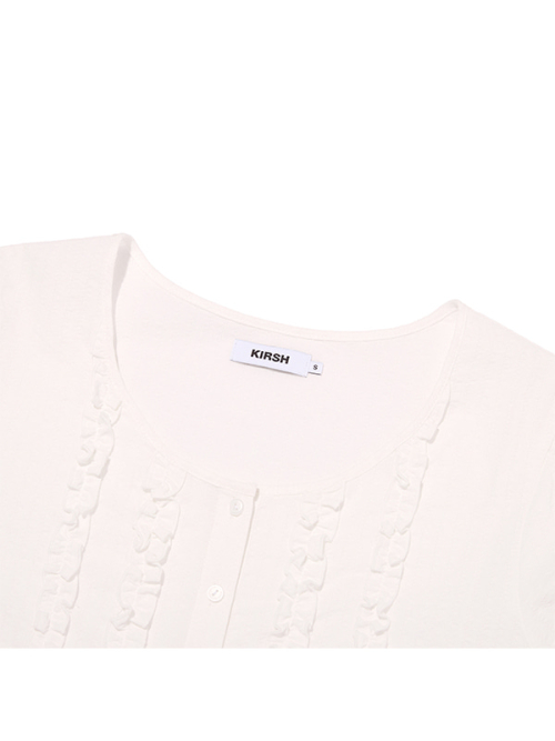 RUFFLE POINT PUFF SLEEVE BLOUSE [WHITE]