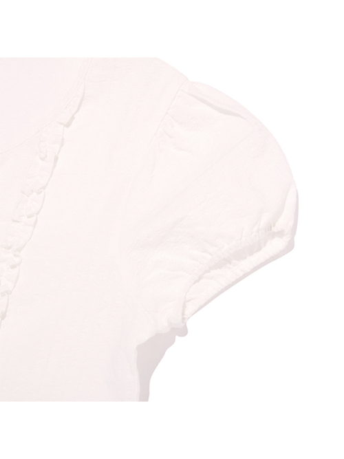 RUFFLE POINT PUFF SLEEVE BLOUSE [WHITE]