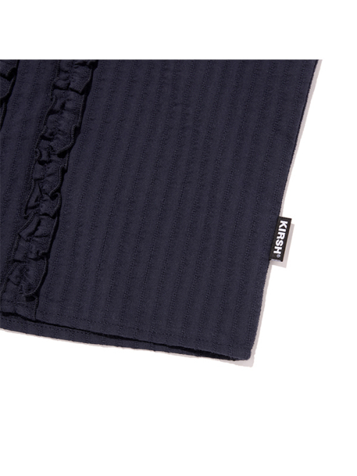 RUFFLE POINT PUFF SLEEVE BLOUSE [DARK NAVY]